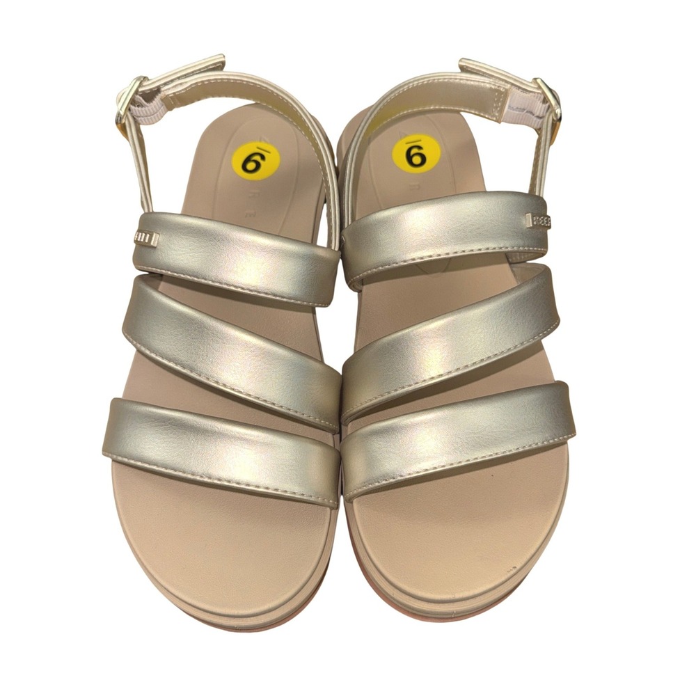 NEW Reef Aura Escape Sandals Womens 9 Platform Gold Metallic 3-Straps Beach Boho